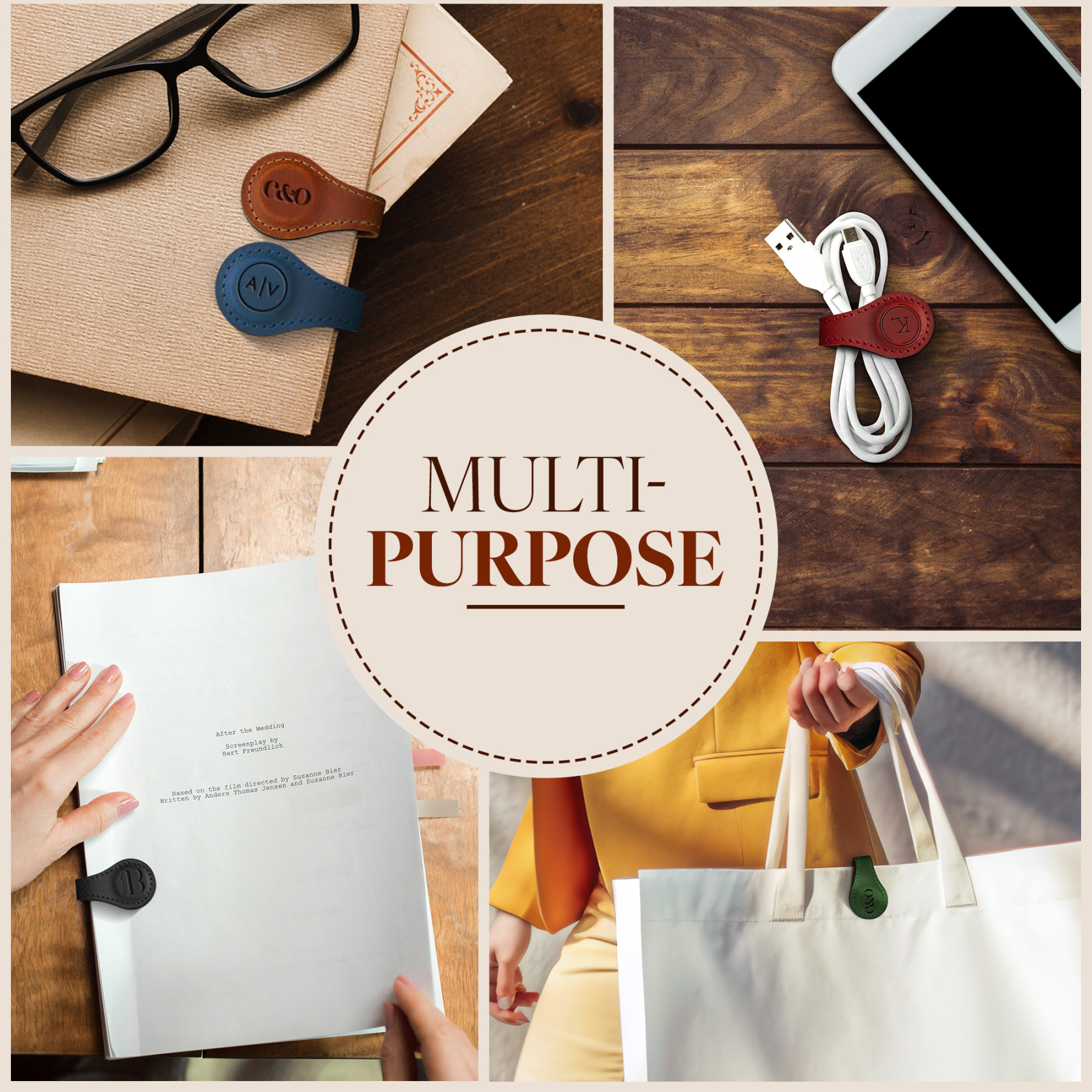 Custom Leather Magnetic Bookmark with Initials