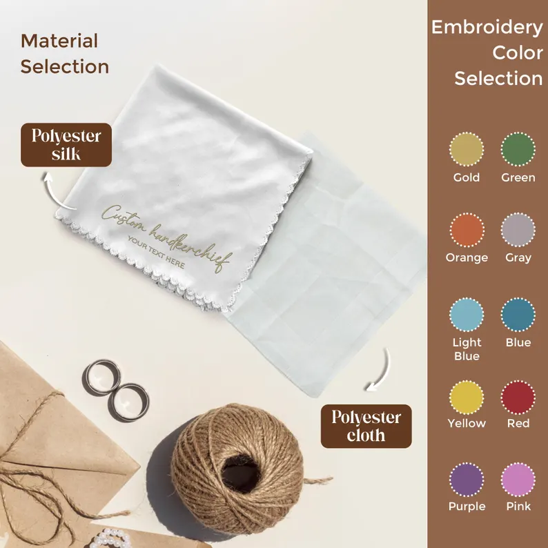 Custom Embroidery Handkerchief Personalized Wedding Hanky For Bride