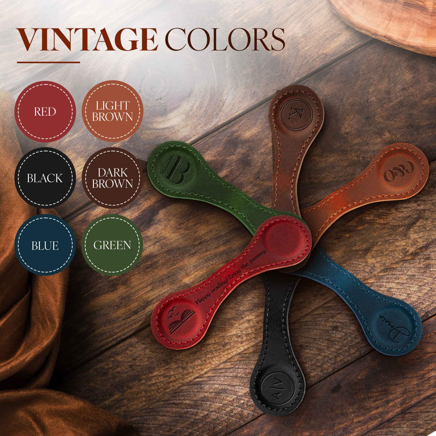 Custom Leather Magnetic Bookmark with Initials