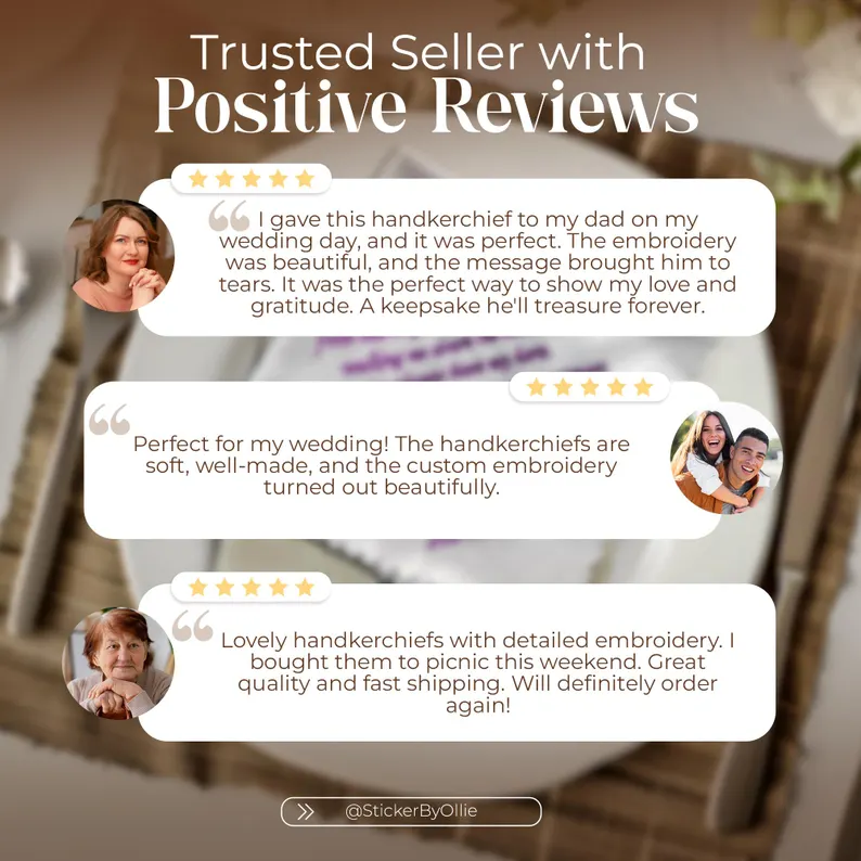 Custom Embroidery Handkerchief Personalized Wedding Hanky For Bride