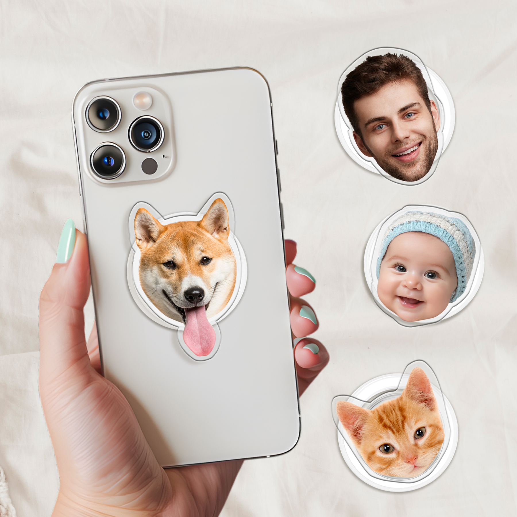 Personalized Photo Phone Grip Pet  Holder