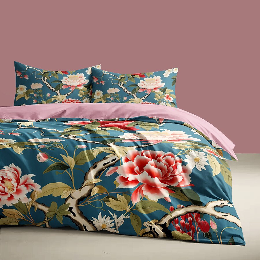 100% Cotton Sateen Duvet Cover Set Floral  Print