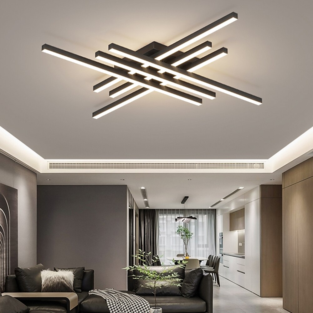 Multi-head Modern Ceiling Light With Remote Dimmable LED Line Semi-recessed Ceiling Light Suitable for Living Room Bedroom Living Room Study Ceiling Lighting Lamps