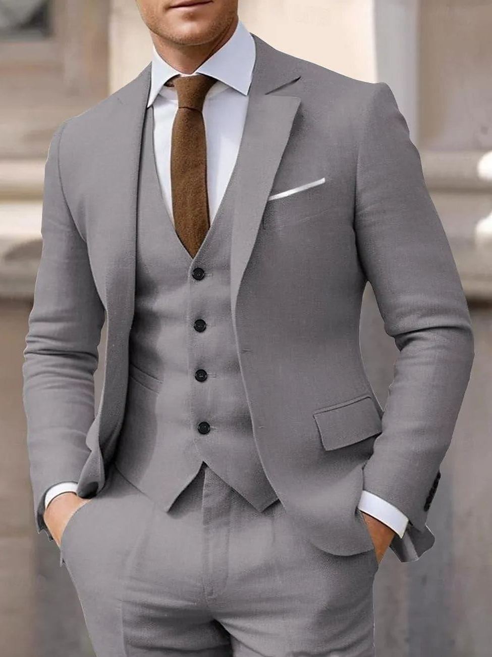 Men's Wedding Suits 3 Piece Single Breasted One-button 2024
