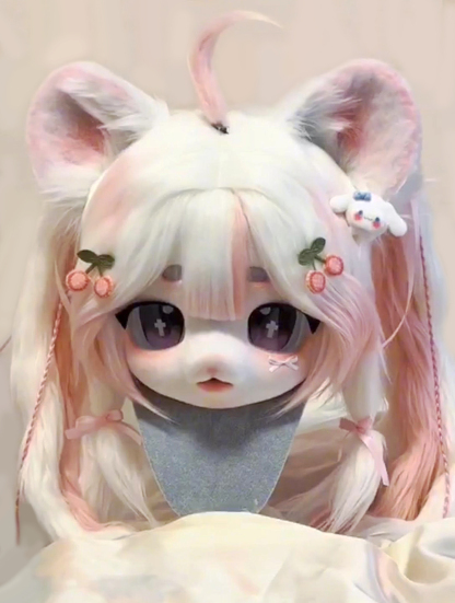 Pink Cherry Mask Fursuit Head