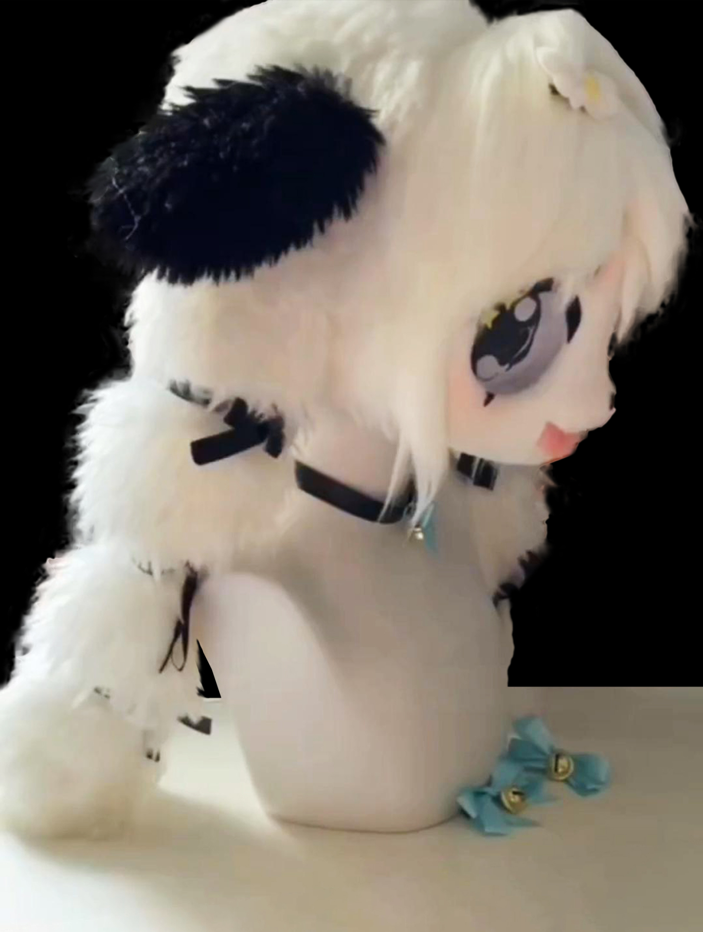 Black And White Puppy Mask Fursuit Head