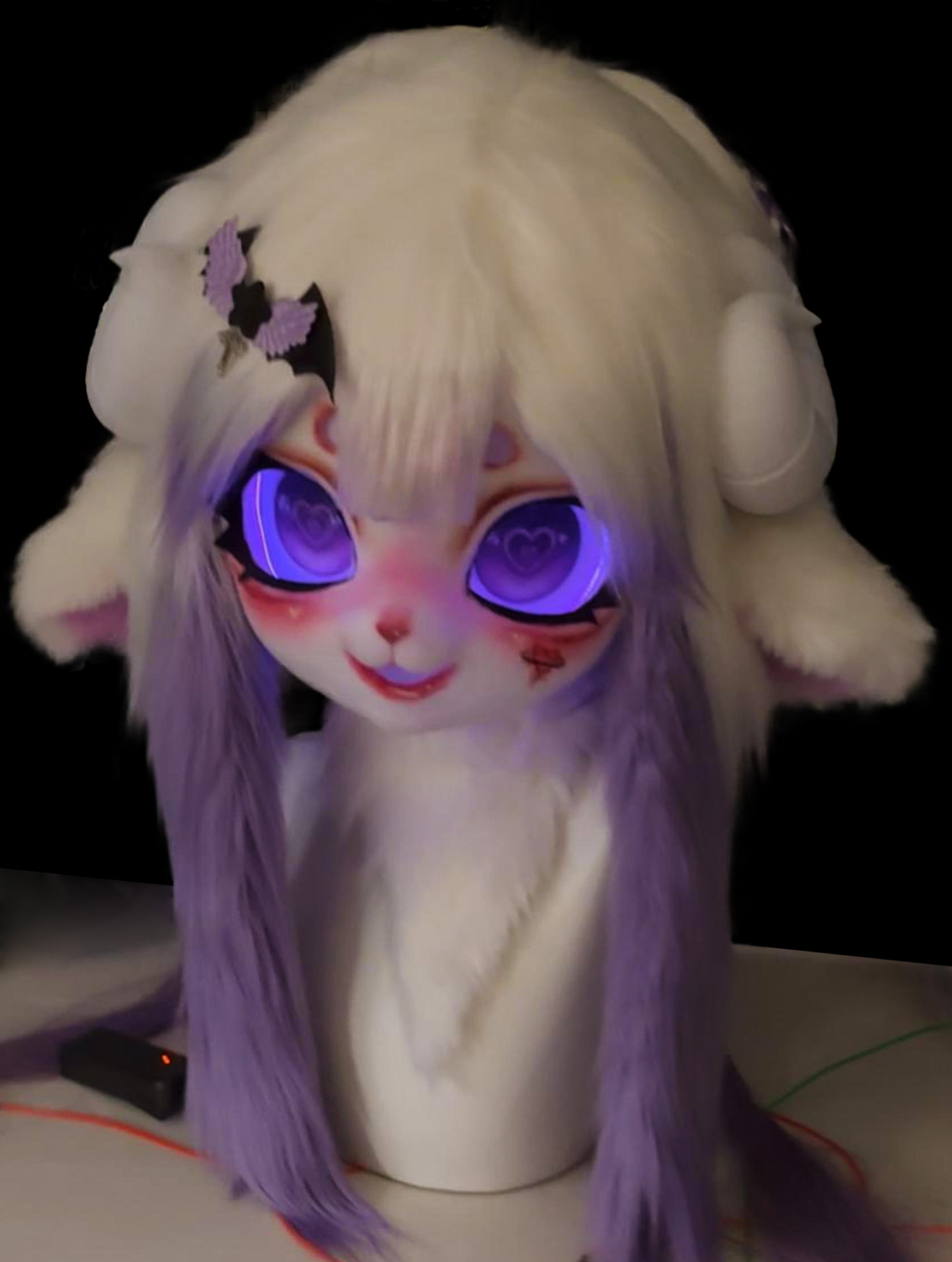 Purple Sheep Horns Cute Mask Fursuit Head