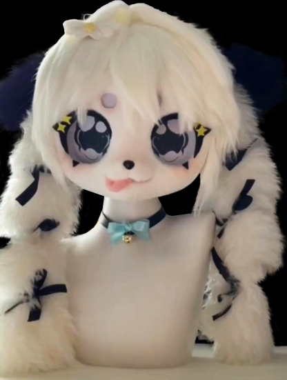 Black And White Puppy Mask Fursuit Head