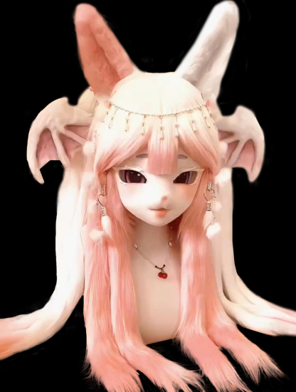Pink Bat Wings Mask Fursuit Head