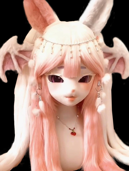 Pink Bat Wings Mask Fursuit Head
