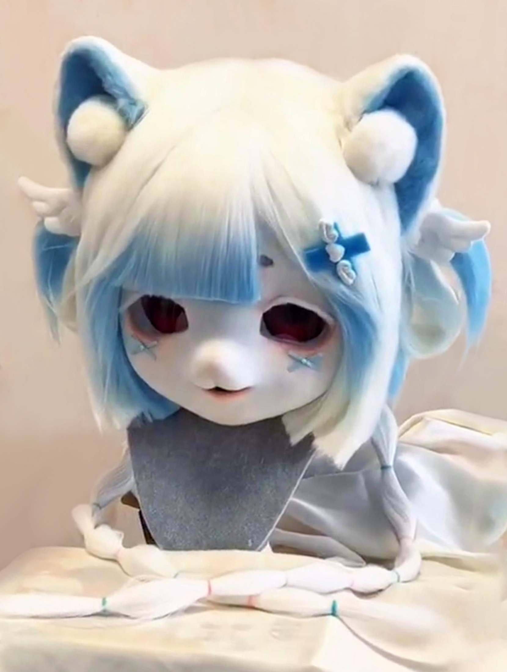 Blue Furball Mask Fursuit Head