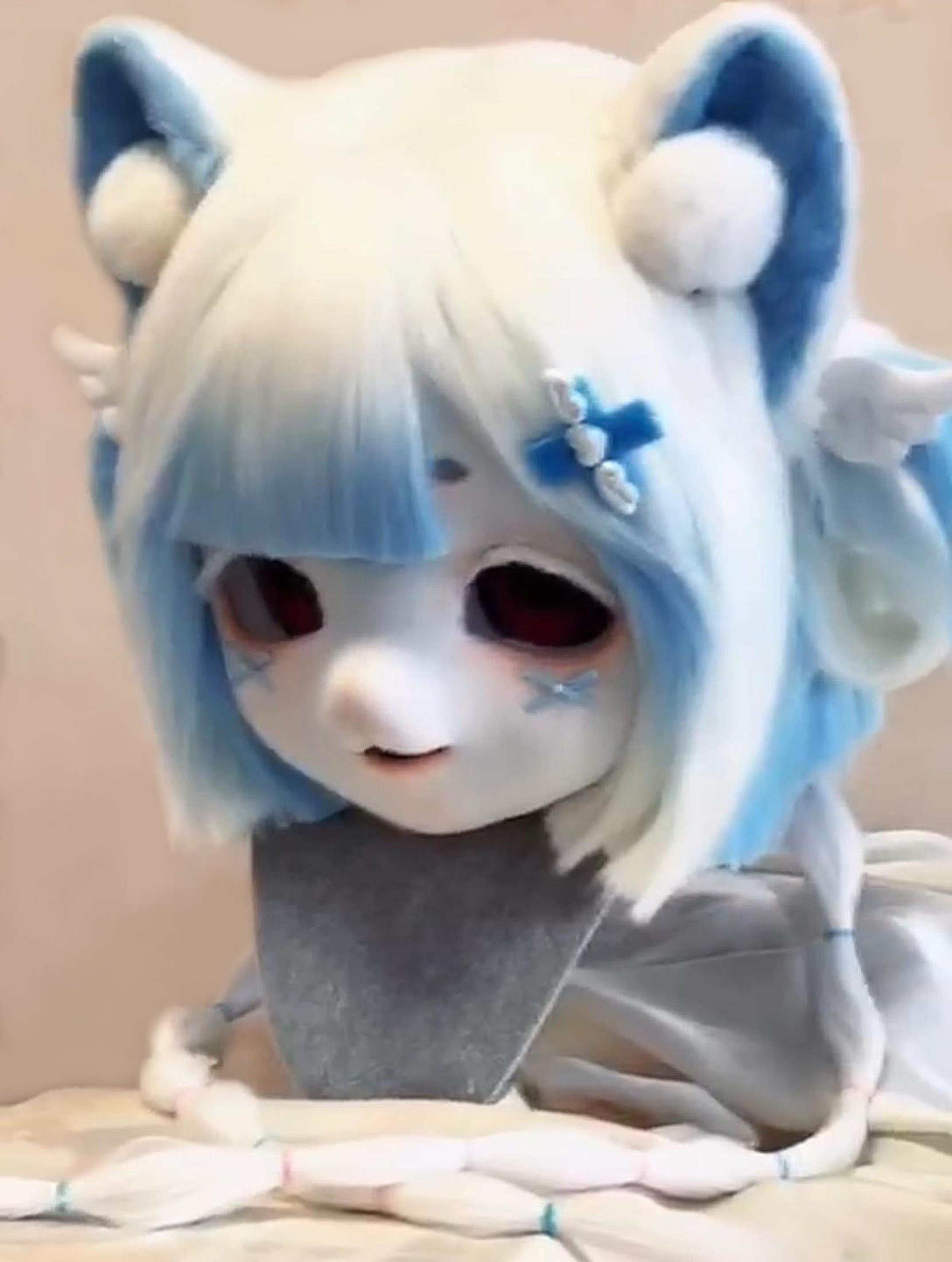 Blue Furball Mask Fursuit Head