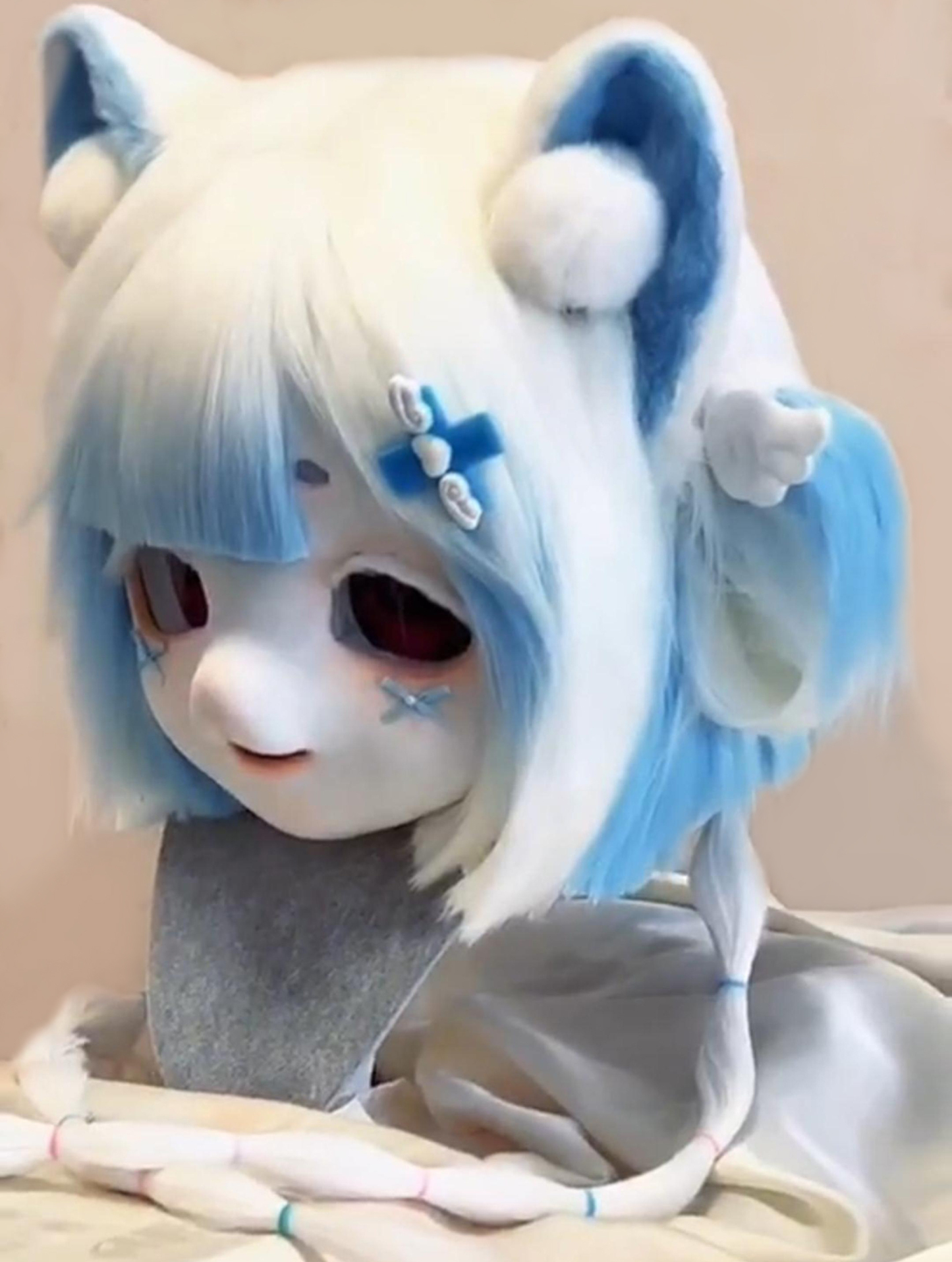 Blue Furball Mask Fursuit Head