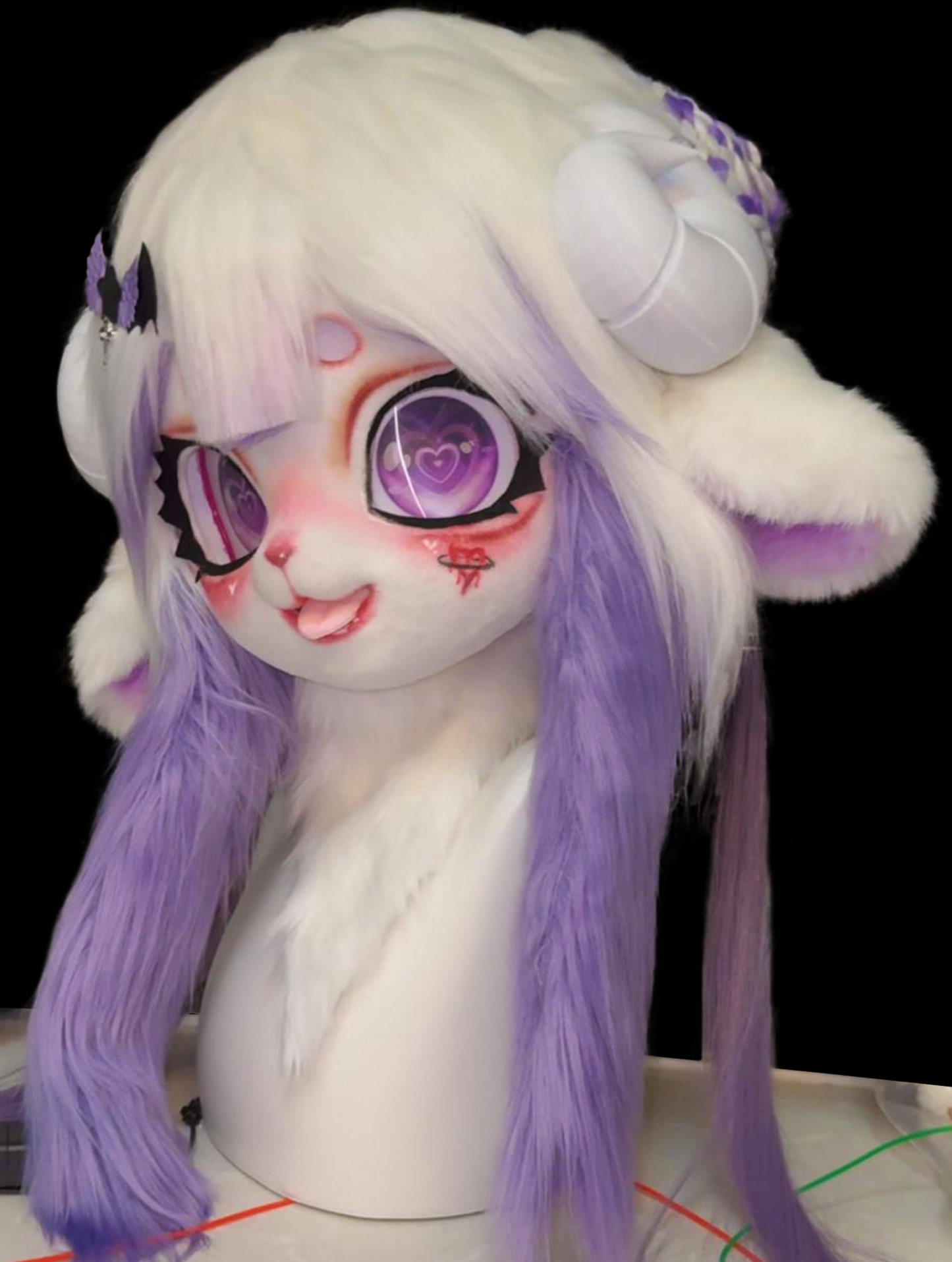 Purple Sheep Horns Cute Mask Fursuit Head