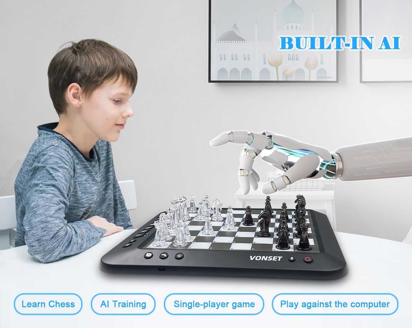 Vonset P6 Electronic Chess, Computer Chess Board, Smart International