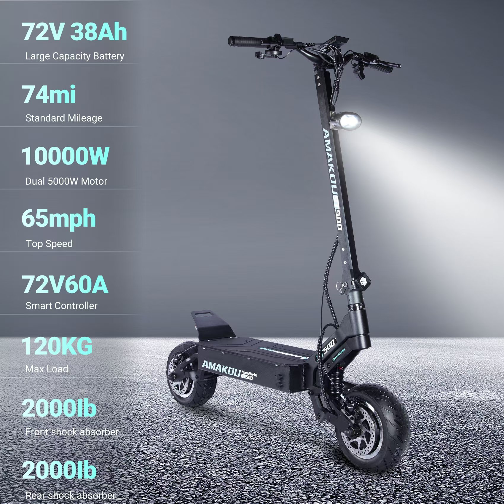 AMAKOU X7 72V 10000W 11inch Fat Tire Electric Scooter
