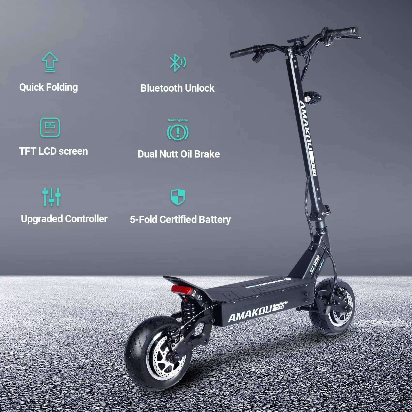 AMAKOU 72V 10000W 11inch Fat Tire Electric Scooter