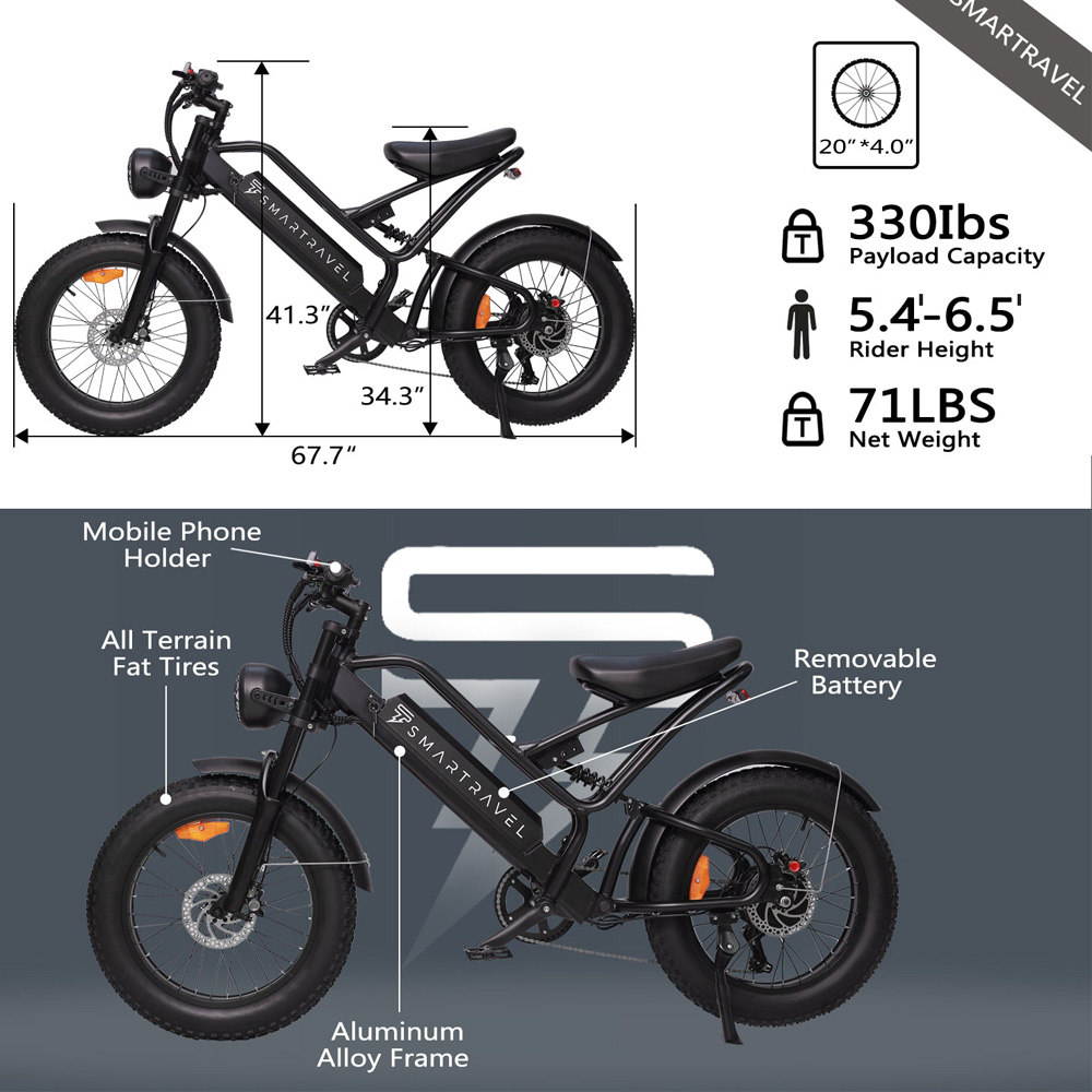 SMARTAVEL DK400 48V 1200W Electric Bicycle E Bike
