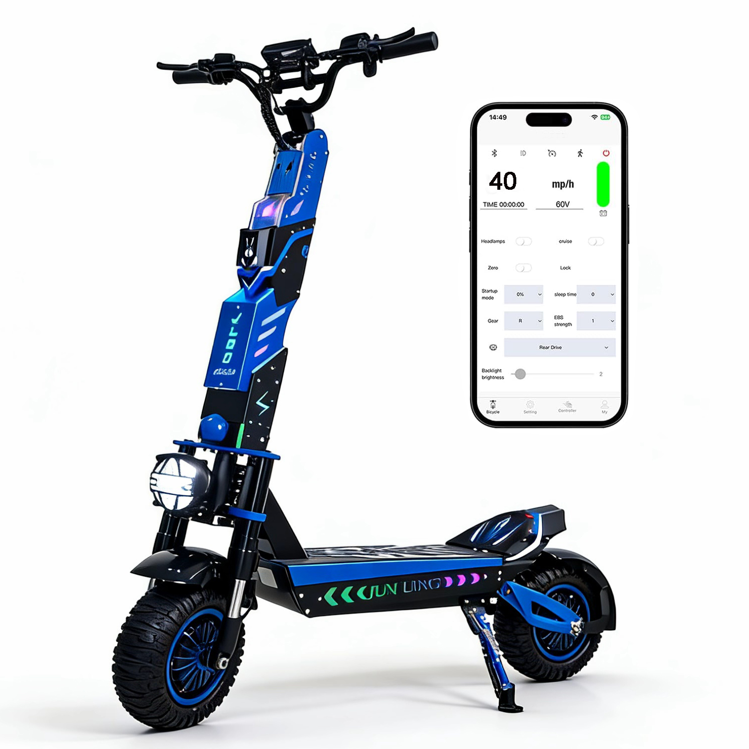 Latest JL80 6000W Duall Motors Electric Scooter with 12inch All-Terrain Tire 40MPH Speed Kickscooter