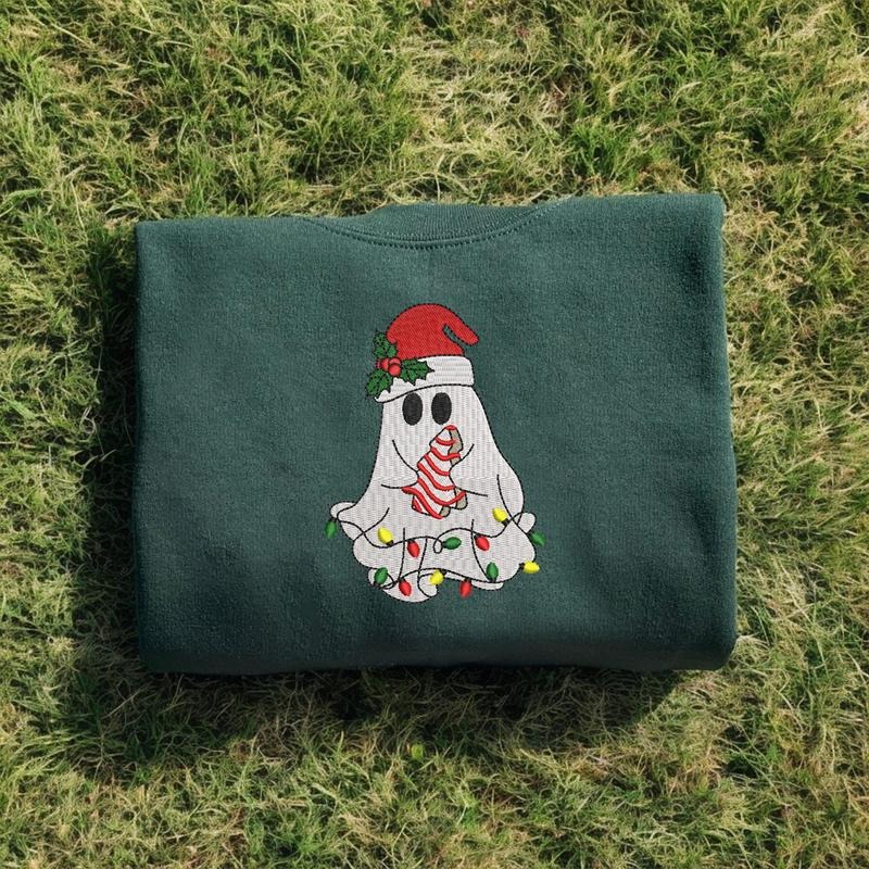 Santa Ghost Christmas Embroidered Sweatshirt Hoodie
