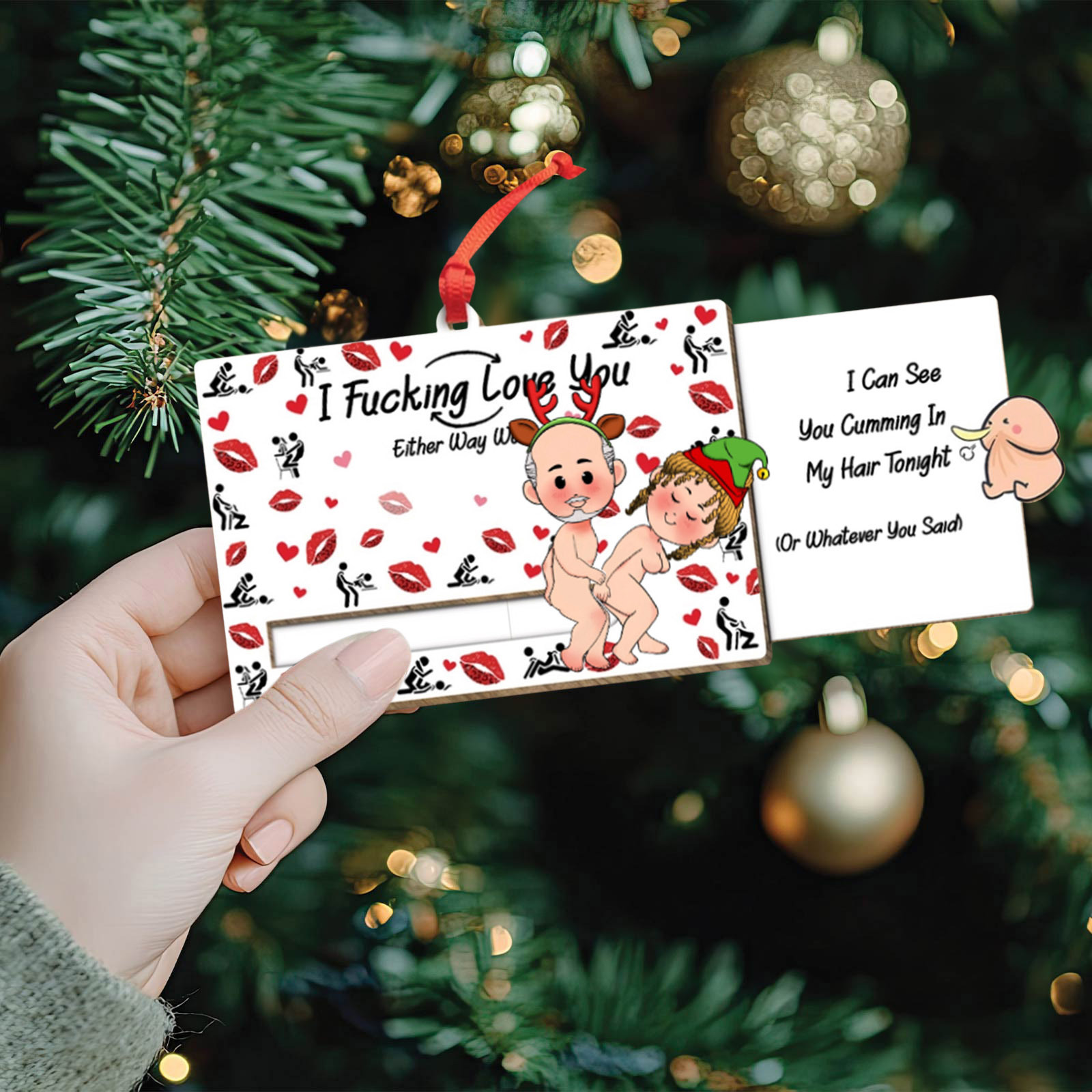 Couple - I Fucking Love You - Personalized Wooden Slider Card