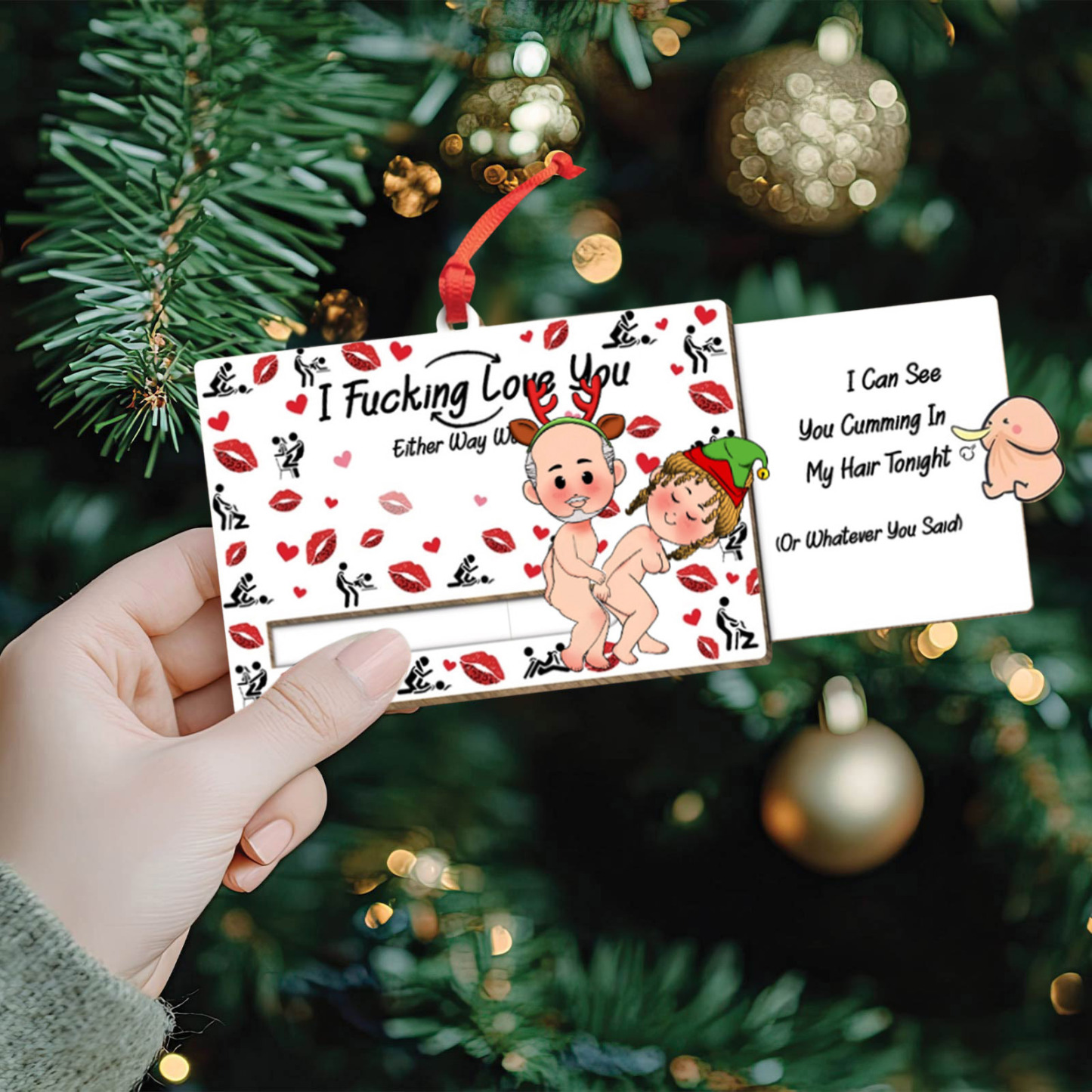 Couple - I Fucking Love You - Personalized Wooden Slider Card
