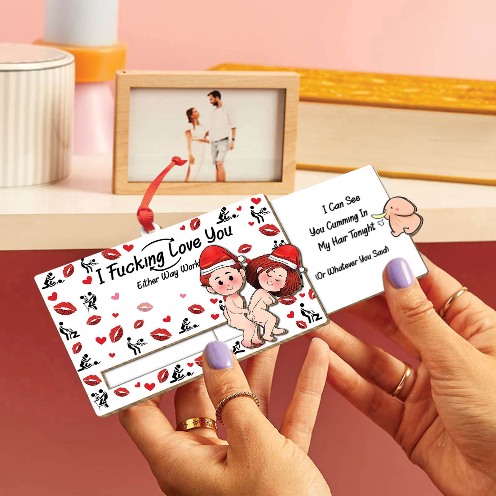 Couple - I Fucking Love You - Personalized Wooden Slider Card