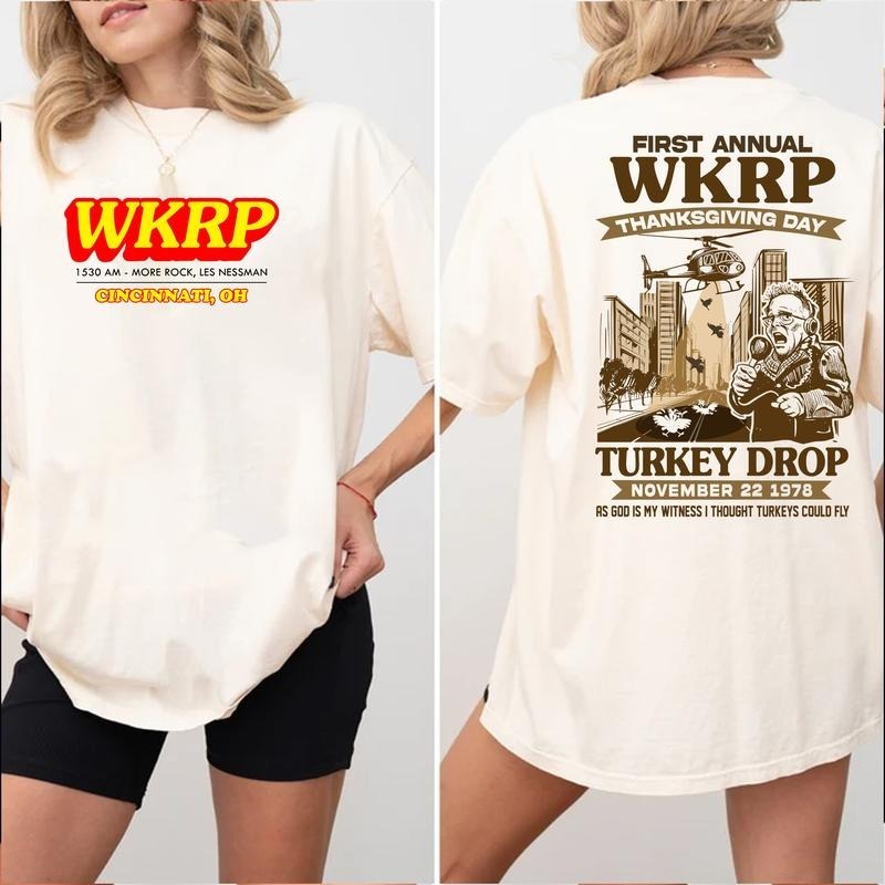 WKRP First Annual Thanksgiving Day Turkey Drop Shirt