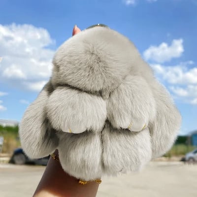 【BunnyLulu】Handmade Soft Bunny PomPom Keychain with Tin Gift Box,DIY B