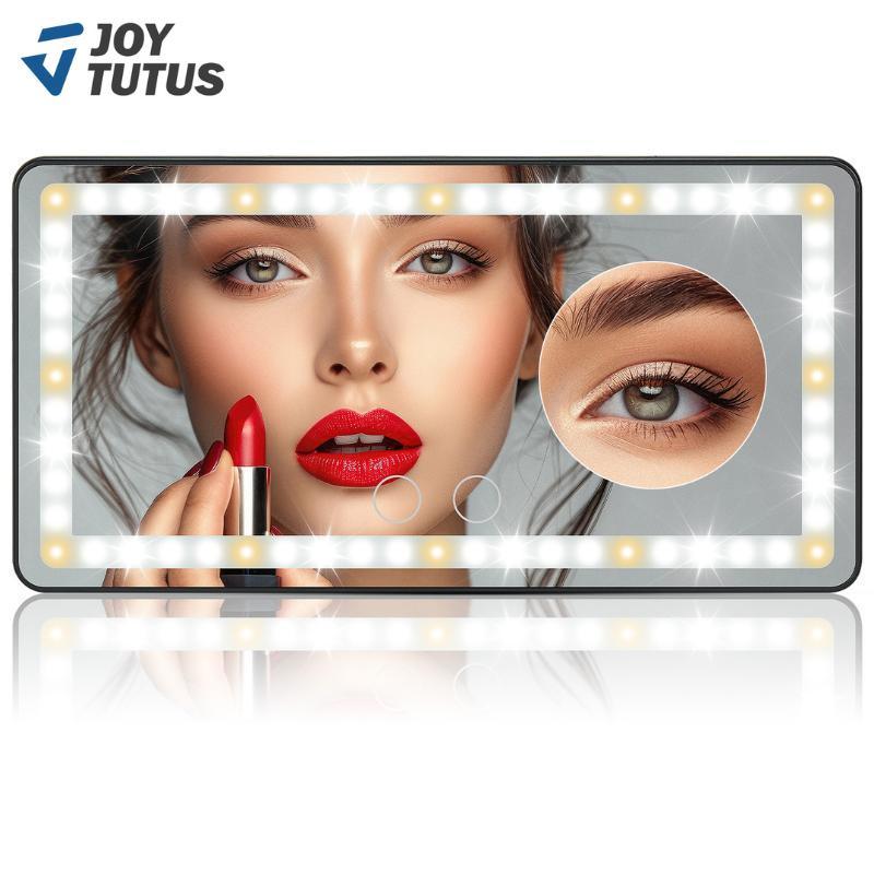 JOYTUTUS Car Sun Visor Vanity Mirror, USB Rechargeable Makeup Mirror with 3 LED Light, Car Accessories, Car Supplies