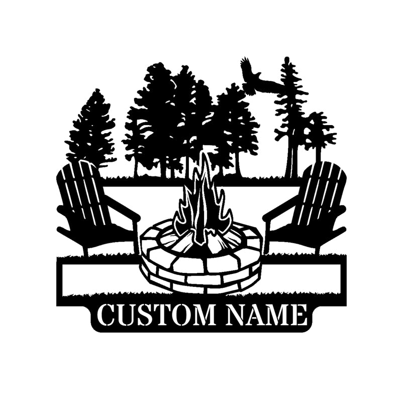 Personalized Campfire Metal Wall Art With LED Lights