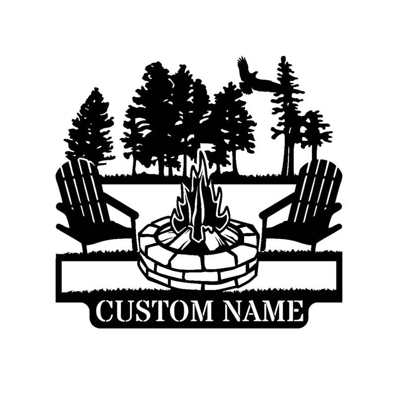 Personalized Campfire Metal Wall Art With LED Lights