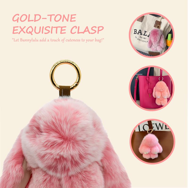 【BunnyLulu】Handmade Soft Bunny PomPom Keychain with Tin Gift Box,DIY Bag Charms,Phone Charms,Keychains,Cr Miooro Accessories,Fashion Accessories,Plush Pendants,Gift for Women Girls Ladies Kids