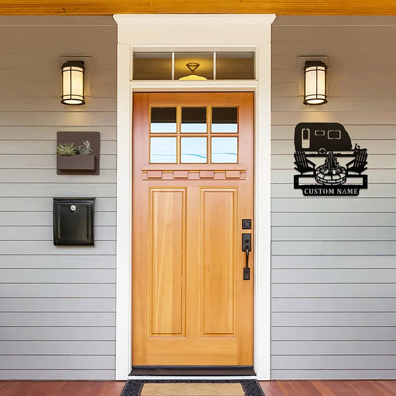 Custom Camping Car Metal Wall Art With LED Lights