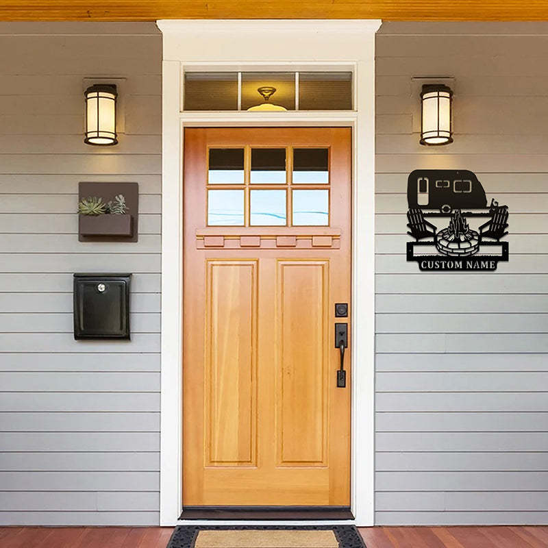 Custom Camping Car Metal Wall Art With LED Lights