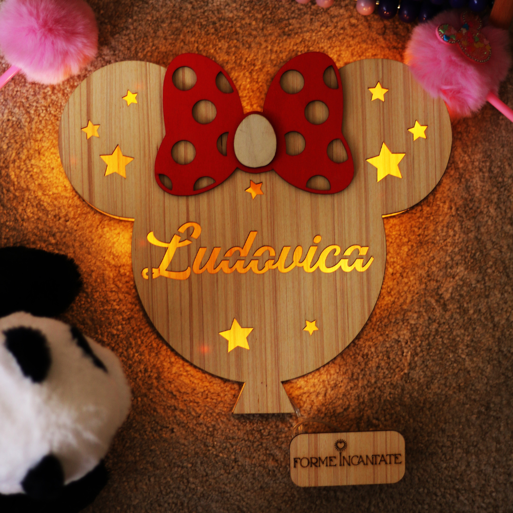 Lampada Minnie A Parete Con Nome Personalizzato