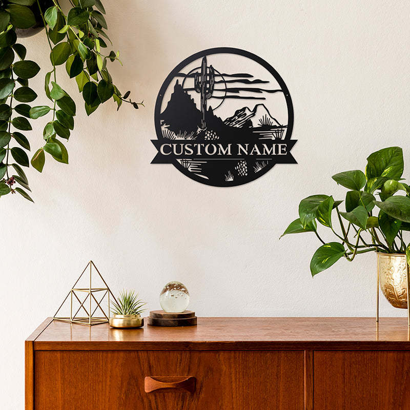 Custom Desert Metal Wall Art With LED Lights