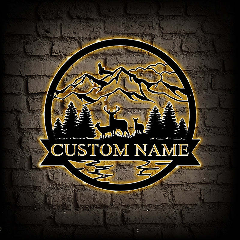 Custom Deer Metal Wall Art With LED Lights