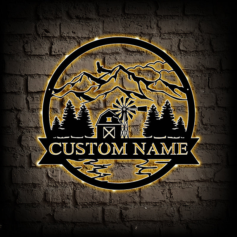 Custom Farm Metal Wall Art With LED Lights