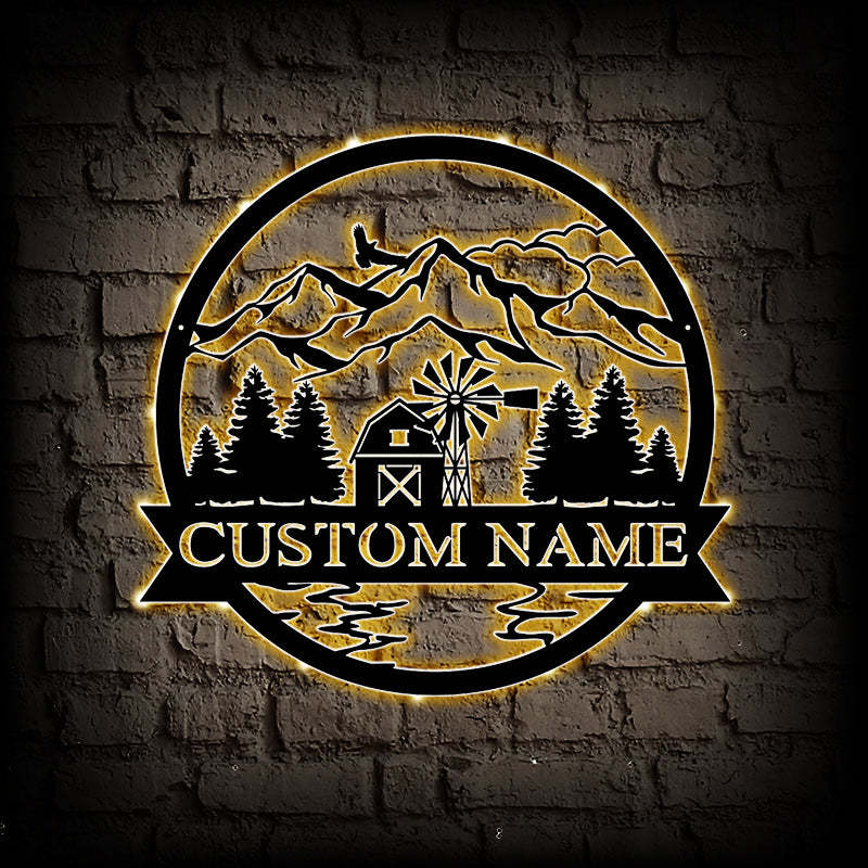Custom Farm Metal Wall Art With LED Lights