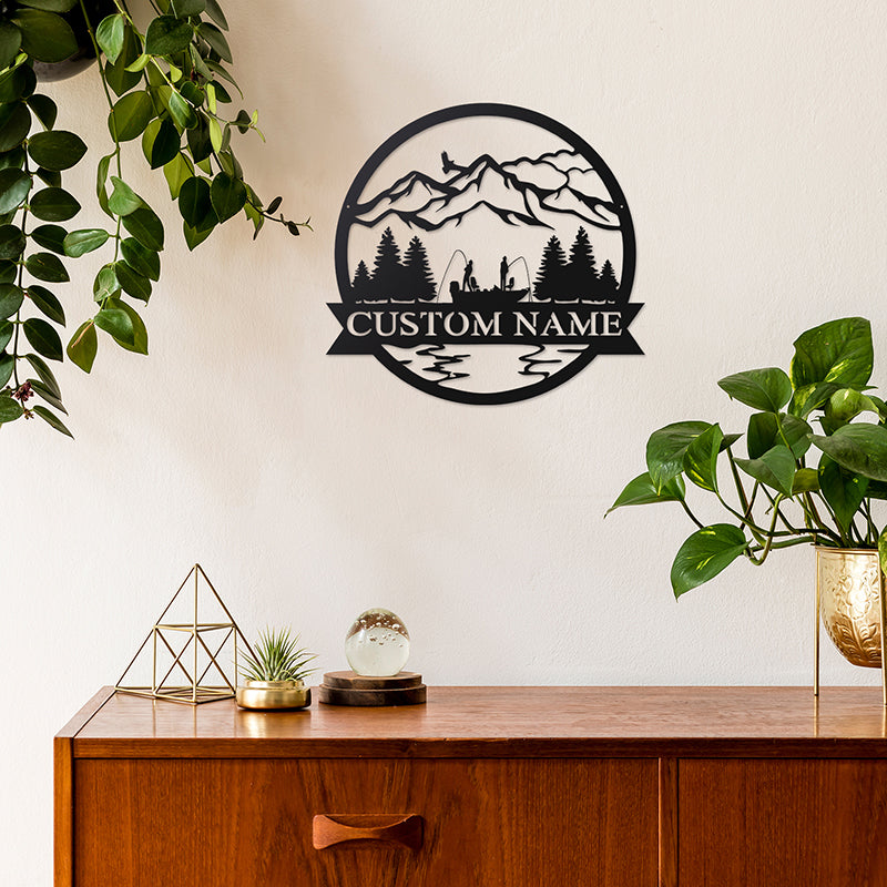 Custom Fishing Metal Wall Art With LED Lights