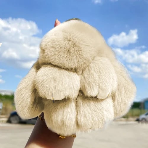 【BunnyLulu】Handmade Soft Bunny PomPom Keychain with Tin Gift Box,DIY B