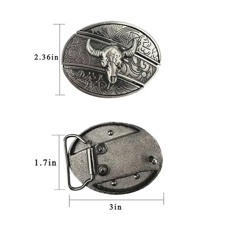 INDIVIDUAL BUCKLES Oval removable western cowboy cowgirl Belt Buckle unflower&cow Western Fashion
