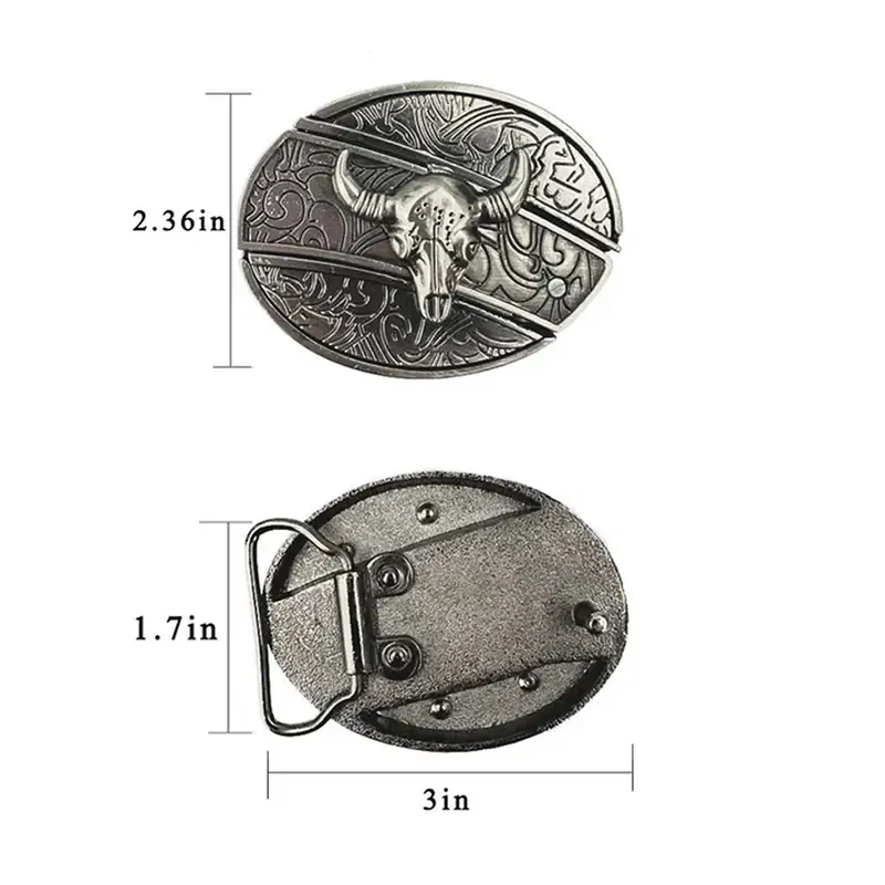 INDIVIDUAL BUCKLES Oval removable western cowboy cowgirl Belt Buckle unflower&cow Western Fashion