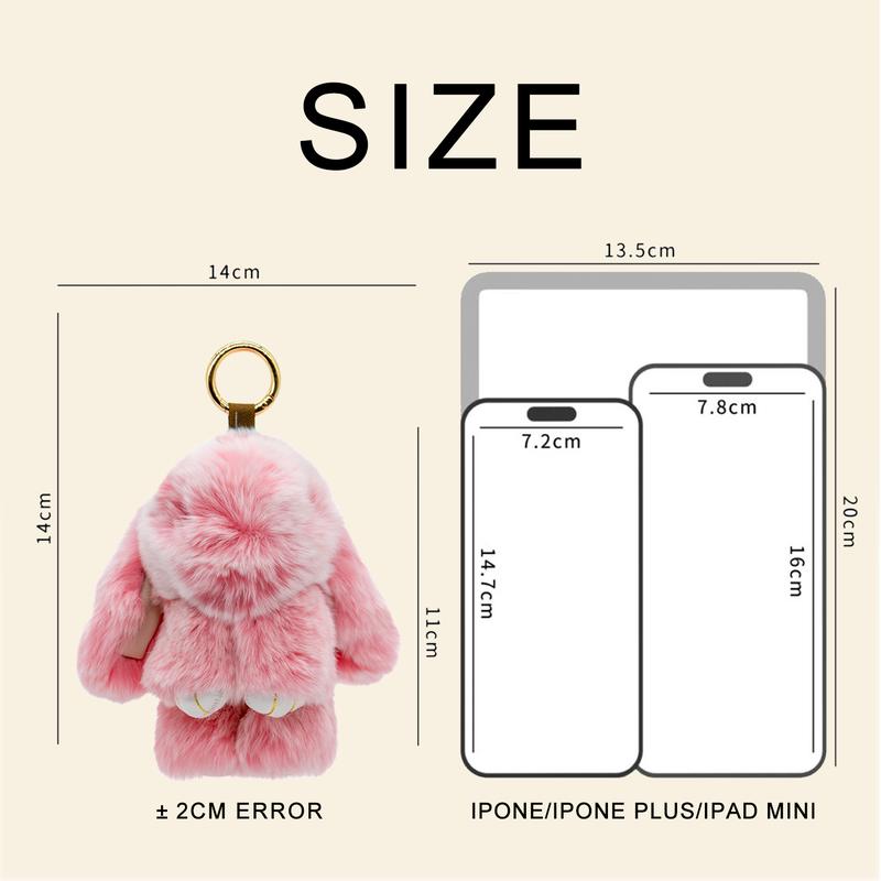 【BunnyLulu】Handmade Soft Bunny PomPom Keychain with Tin Gift Box,DIY Bag Charms,Phone Charms,Keychains,Cr Miooro Accessories,Fashion Accessories,Plush Pendants,Gift for Women Girls Ladies Kids