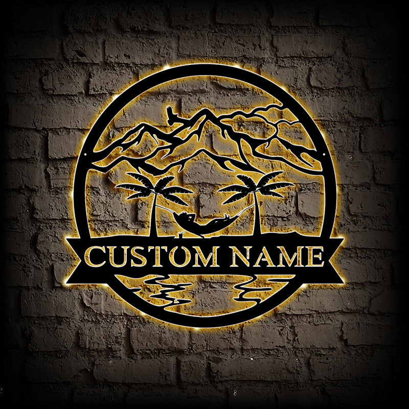 Custom Hammock Metal Wall Art With LED Lights