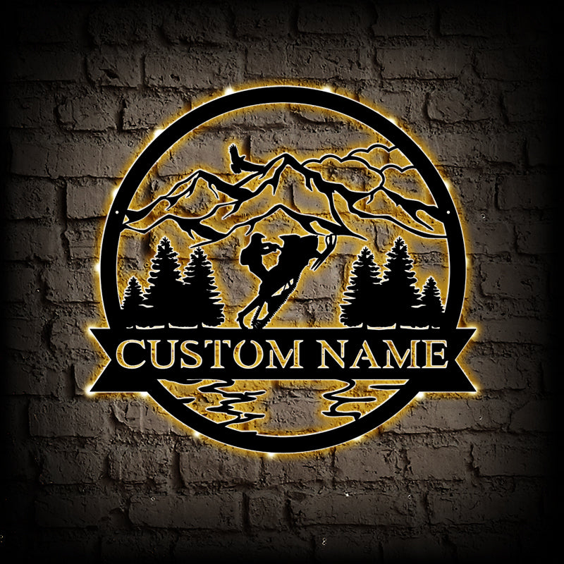 Custom Snowmobile Metal Wall Art With LED Lights