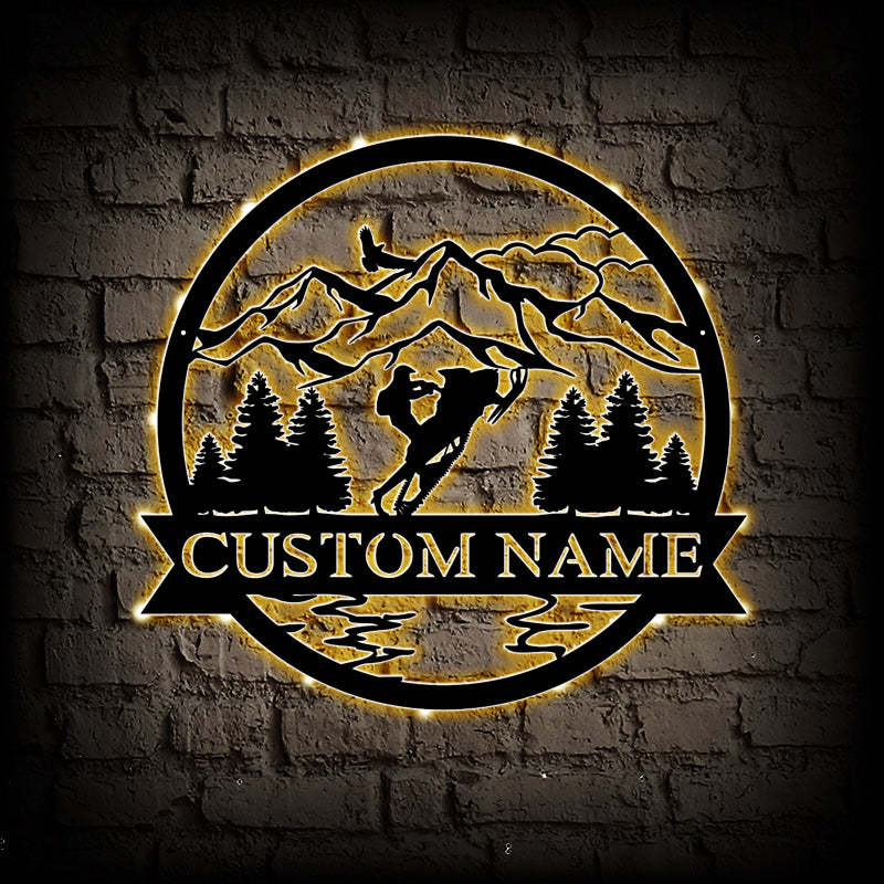 Custom Snowmobile Metal Wall Art With LED Lights
