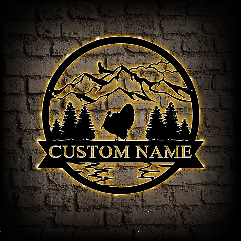 Custom Turkey Metal Wall Art With LED Lights