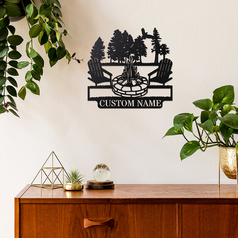Personalized Campfire Metal Wall Art With LED Lights
